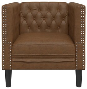 Sofá chesterfield camurça artificial castanho