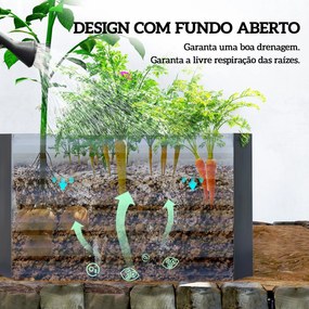 Floreira Grande Exterior Retangular em Aço Galvanizado para Terraço com Base Aberta 180x90x57,5 cm Cinzento