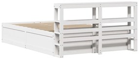 Estrutura cama c/ cabeceira 140x190 cm pinho maciço branco