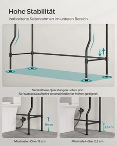 Estante de sanita, máquina lavar roupa de 4 níveis com prateleiras ajustáveis 30 x 83 x 176 cm Preta