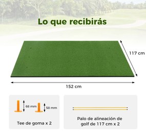 Tapete de golfe de relva sintética 3 em 1, para utilização no interior e no exterior 152 x 117 x 2,7 cm Verde