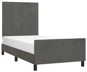 Estrutura de cama sem colchão 90x190 cm veludo cinzento-escuro