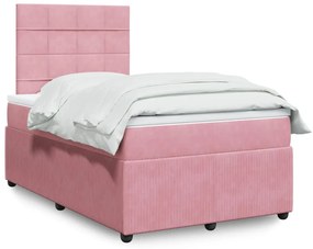 Cama boxspring com colchão 120x190 cm veludo rosa