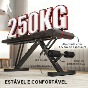 Banco de Abdominais Ajustável Banco de Musculação Dobrável para Treino de Corpo Completo 82x35x42,5-107 cm Preto