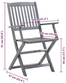 Cadeiras de exterior dobráveis 8pcs c/ almofadões acácia maciça