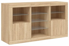 Aparador com luzes LED 123x37x67 cm carvalho sonoma