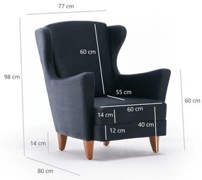 Cadeira Wing Lola – Antracite – 77x98x80 cm