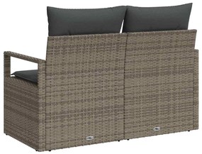 Sofá de Jardim 2 Lugares com Almofadas Cinzento em Rattan