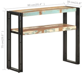 Mesa consola 90x30x75 cm madeira recuperada maciça