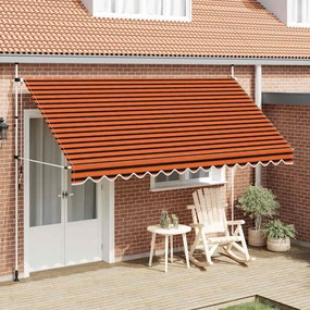 Toldo retrátil manual 400 cm laranja e castanho