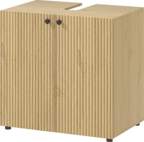 Móvel para lavatório (NÃO INCLUIDO) 60 x 39,8 x 58,5 cm, móvel de casa de banho com 2 portas com fecho amortecido, prateleira ajustável,, madeira natu