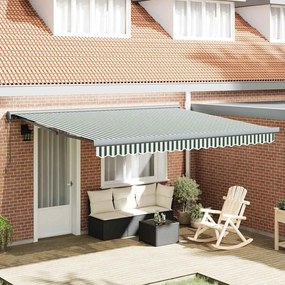 Toldo retrátil automático verde e branco 400x300 cm