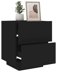 Mesa de cabeceira com luzes LED derivados de madeira preto