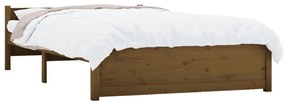 Estrutura de cama casal 135x190 cm madeira maciça castanho-mel