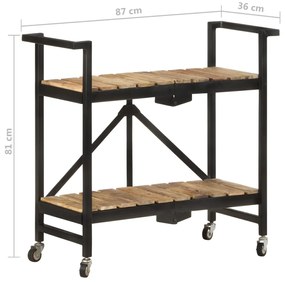Carrinho de cozinha 87x36x81 cm madeira de mangueira maciça