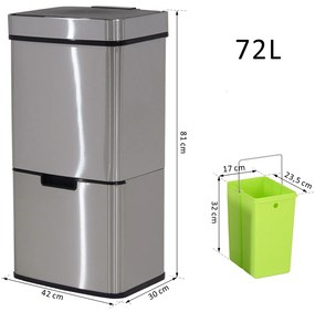 Lixeira automática do sensor da abertura da lata de lixo para o quarto 72L da cozinha de aço inoxidável
