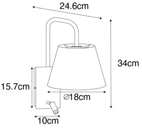 LED Moderno candeeiro de parede branco e bronze com candeeiro de leitura - Renier Moderno