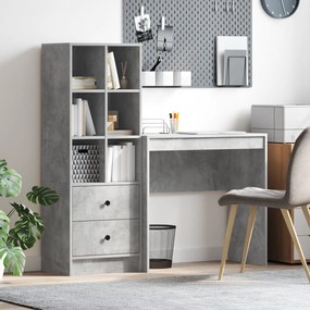 vidaXL Escrivaninha com Armazenamento Cinza Concreto Aglomerado de Madeira