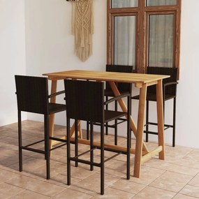 vidaXL 5 pcs conjunto de bar para jardim castanho