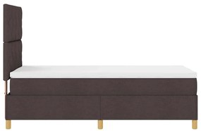 Cama Box Spring com Colchão Castanho Escuro 90x200 cm Tecido