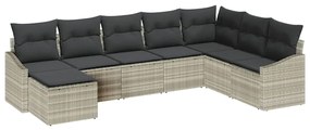 Conjunto de Sofá de Jardim com 8 Peças e Almofadas Cinza Claro em Ratt