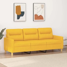 vidaXL Sofá de 3 lugares 180 cm tecido amarelo-claro