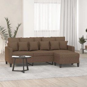 vidaXL Sofá de 3 lugares com apoio de pés 180 cm tecido castanho