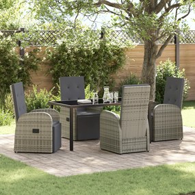 vidaXL Conjunto de Jantar de Jardim com Almofadas Cinza Rattan PE