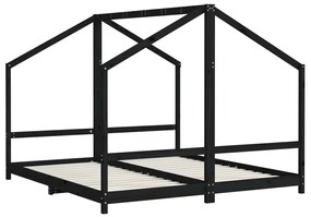 Estrutura de cama infantil 2x(90x200) cm pinho maciço preto