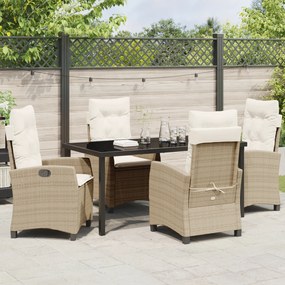 Conjunto de Jantar de Jardim de 5 Peças com Almofadas - Rattan Sintéti
