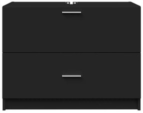 Armário de lavatório 78x37x59 cm derivados de madeira preto