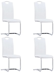 281778 vidaXL Cadeiras de jantar cantilever 4 pcs couro artificial branco