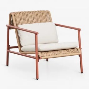 Poltrona De Jardim Com Apoios De Braços Em Alumínio E Rattan Duroli Terracota - Sklum
