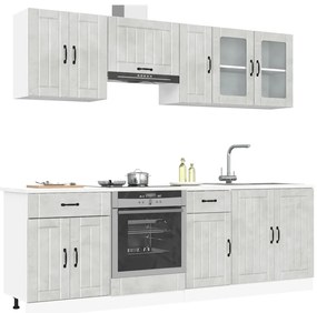 8 peças armário de cozinha conjunto Kalmar cinzento cimento