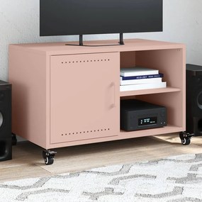 vidaXL Móvel de TV 68x39x43,5 cm aço rosa