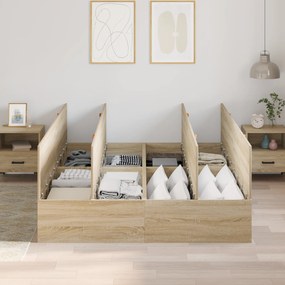 Estrutura de Cama de Armazenamento Carvalho Sonoma 140x190 cm