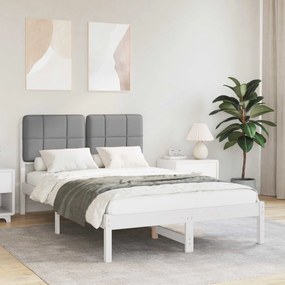 vidaXL Estrutura de Cama com Cabeceira Estofada Cinzento-claro