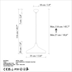 Candeeiro Eysan – Laranja – Ø35 h:20 cm