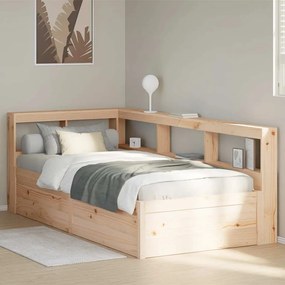 Cama com estante sem colchão 100x200 cm pinho maciço
