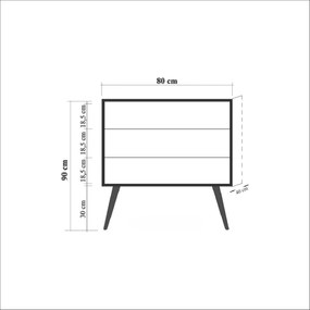 Cômoda Trio – Carvalho Sonoma – 80x90x40 cm