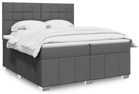 vidaXL Cama com molas/colchão 200x200 cm tecido cinzento-escuro