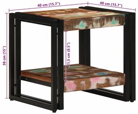 Mesa de Café Multicolorida 40x50x38 cm em Madeira Recuperada