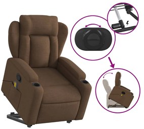 Poltrona reclinável massagens tecido castanho