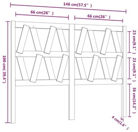 Cabeceira de cama 146x4x100 cm pinho maciço branco