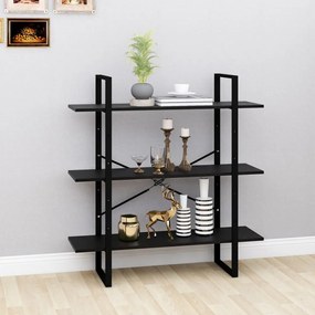 vidaXL Estante com 3 prateleiras 100x30x105 cm pinho maciço preto