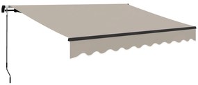 Outsunny Toldo Manual Retrátil 360x220 cm Toldo para Balcão com Manivela de Alumínio e Proteção UV30+ Toldo Enrolável de Exterior Creme