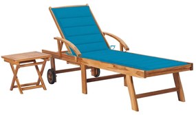 Espreguiçadeira com mesa e almofadão madeira de teca maciça