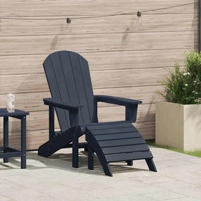 vidaXL Cadeira Adirondack com Descanso de Pés Azul-marinho HDPE