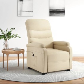 vidaXL Poltrona elevatória tecido cor creme