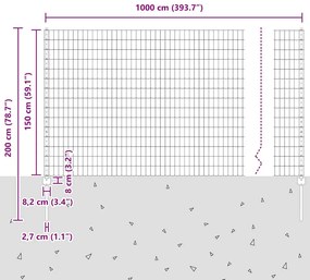 Cerca Euro com 10 Postes Prateados 1,5x10 m Aço